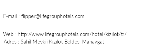 Club Life Kizilot Hotel telefon numaralar, faks, e-mail, posta adresi ve iletiim bilgileri